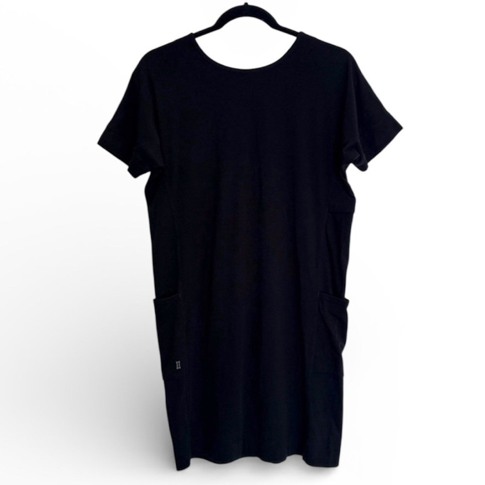 Kit Ace Black Pima Cotton Crewneck T-shirt Dress with Hip Pockets Size XS